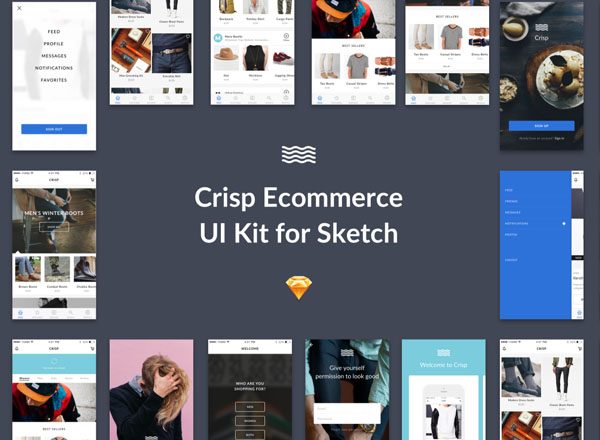 时尚服饰类电商 APP Ui Kits素材套件Crisp UI Kit [Sketch]