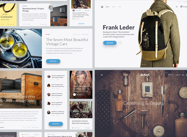 小众有格调的电商网站设计模板素材 Kauf UI Web Kit [PSD]