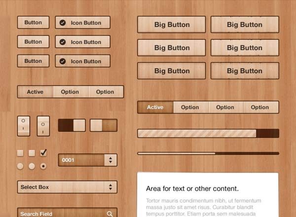 [免费]大方的木质GUI套装PSD文件