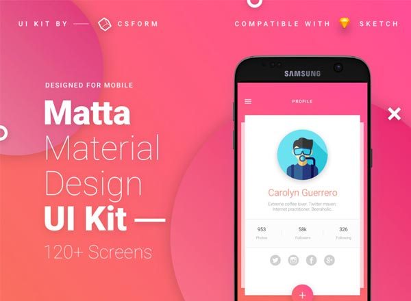 少见的Material UI Kit文件[最美安卓APP UI KITS FOR Sketch]