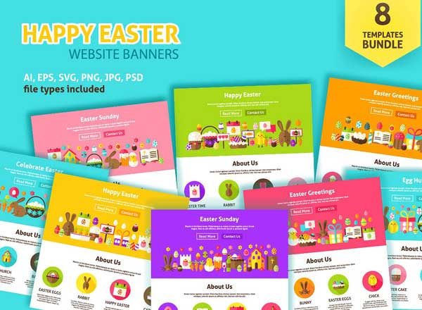 复活节 Banner 素材集合 Happy Easter Web Banners