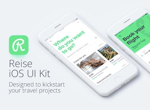 绿色清新旅行类多功能APP UI KITS文件[Sketch]