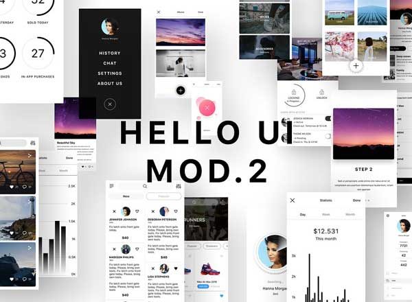 多用途手机应用 Ui Kits素材套件 Hello UI Kit Mod. 2 [for Sketch]