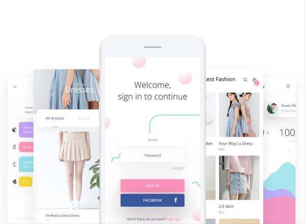 蚂蚁素材下午茶：特别女性风格的多功能APP UI KITS套装文件[for sketch]