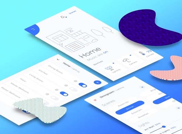 蚂蚁素材下午茶是：极简主义智能居家APP UI KITS套装文件 smarthome mobile app ui [Sketch]