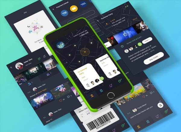 蚂蚁素材下午茶：适用于商业活动的社交功能APP UI KITS文件 [sketch]