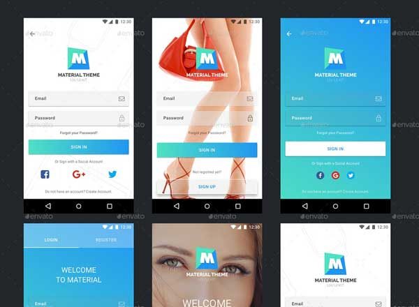 多用途时尚主题安卓应用 Ui Kits素材套件 Material Theme UX/UI Kit