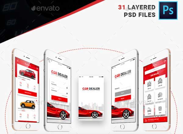 汽车经销、销售应用 Ui Kits素材套件 Car Dealer – Automotive App UI Kit