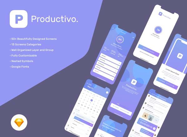 蚂蚁素材下午茶：时尚多功能生活提醒社交类APP UI KITS文件[sketch,iPhone X]