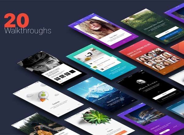 20个时尚的Walkthroughs APP功能引导页模板