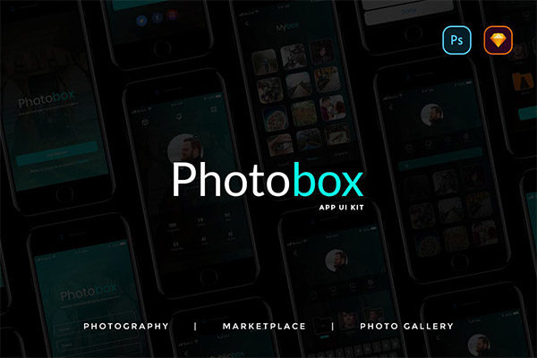 多用途的拍照摄影图库APP UI KITS（PSD&SKETCH）