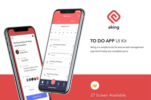 蚂蚁素材下午茶：to Do List类的工作任务管理APP UI KITS [For Sketch]