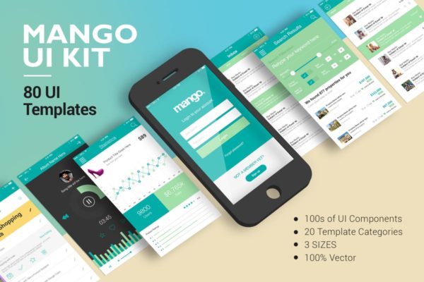 电子商务/行程安排 APP Ui Kits素材套件 Mango UI Kit