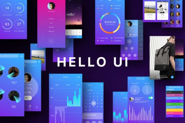 160页面700+组件多用途 APP Ui Kits素材套件 Hello UI Kit