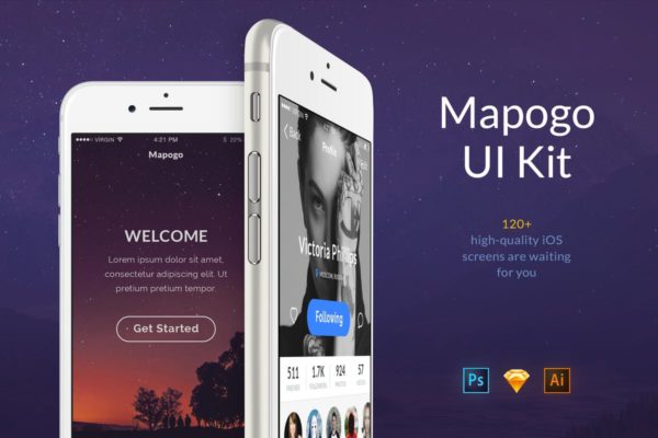 移动互联网项目APP Ui Kits素材套件 Mapogo UI Kit