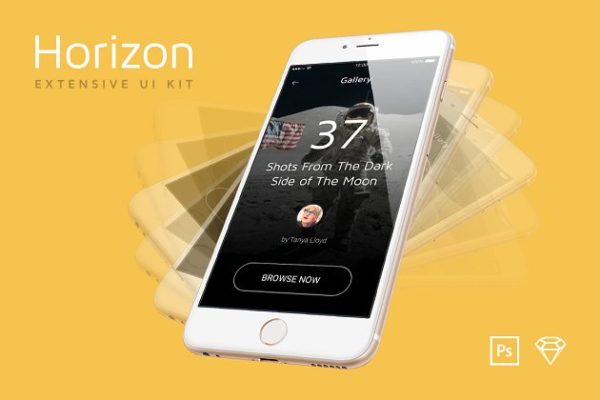 大气设计前沿用途广域手机应用 Ui Kits素材套件 Horizon Extensive Mobile UI Kit