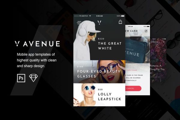 时尚服饰电商 APP Ui Kits素材套件 5th Avenue Mobile App UI Kit