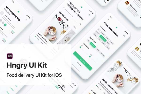 蚂蚁素材下午茶：清新脱俗高雅风格的送餐美食外卖 APP UI KIT 套装[XD]