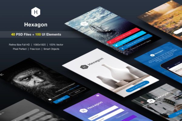简约优雅风格APP应用注册登陆界面Ui Kits素材套件合集 SignUp / Login – Mobile Form UI kit