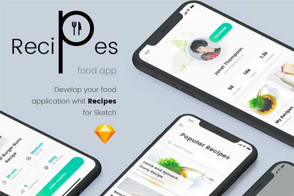 蚂蚁素材下午茶：清新高雅的美食类APP UI KIT [Sketch]