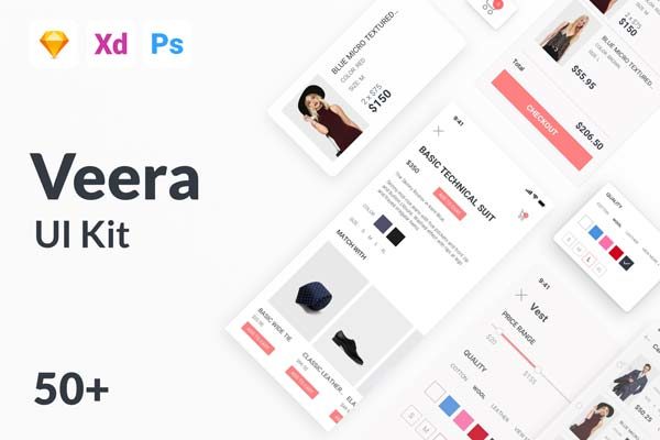 第一素材下午茶：高端时尚的多功能电商APP UI KIT套装 [Sketch,XD,PSD]