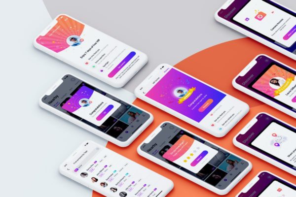 在线约会异性交友手机APP应用Ui Kits素材套件v2 Dating mobile app UI kit – Part 2