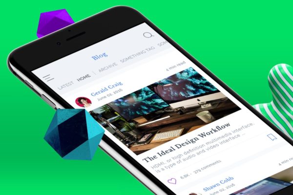 博客新闻资讯类手机APP设计Ui Kits素材套件3 Blog 3 Mobile Ui