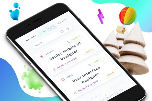 职场猎头招聘类手机APP Ui Kits素材套件3 Jobs 3 Mobile Ui