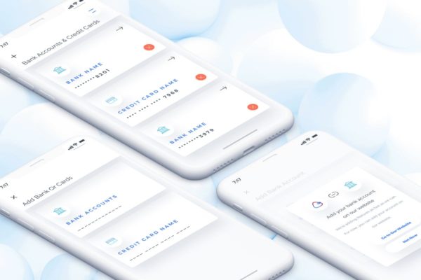 电子移动钱包手机银行APP Ui Kits素材套件 Wallet Add Bank Mobile Ui for IPhoneX
