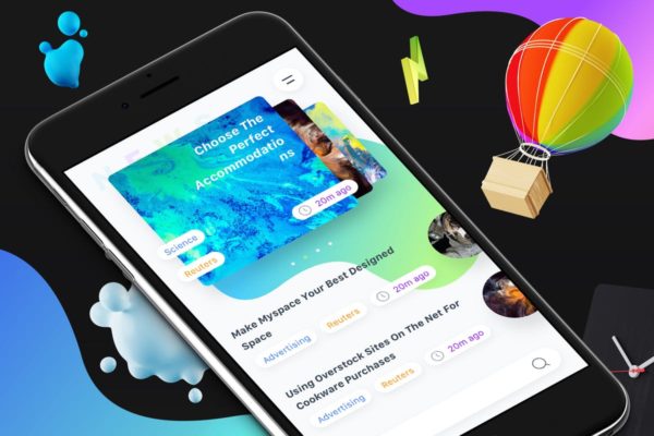 新闻资讯类手机APP Ui Kits素材套件6 News 6 Mobile Ui