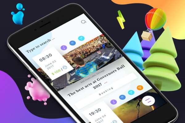 时尚社交类手机APP活动面板Ui Kits素材套件7 Event 7 Mobile Ui