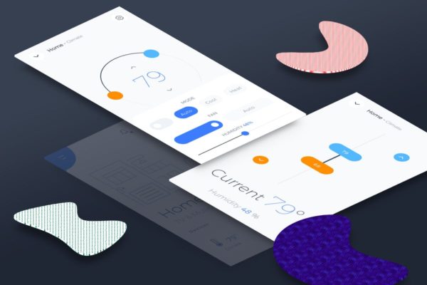 互联网智能家居气候调控面板Ui Kits素材套件2 Smart Home Climate 2 Mobile Ui
