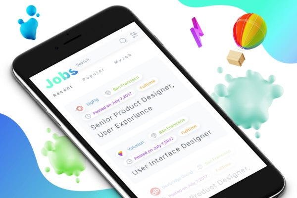 职场猎头招聘类手机APP Ui Kits素材套件2 Jobs 2 Mobile Ui