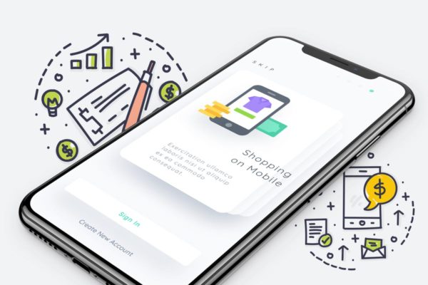 智能电子钱包手机APP Ui Kits素材套件 Smart Wallet Walkthrough 4 Mobile Ui