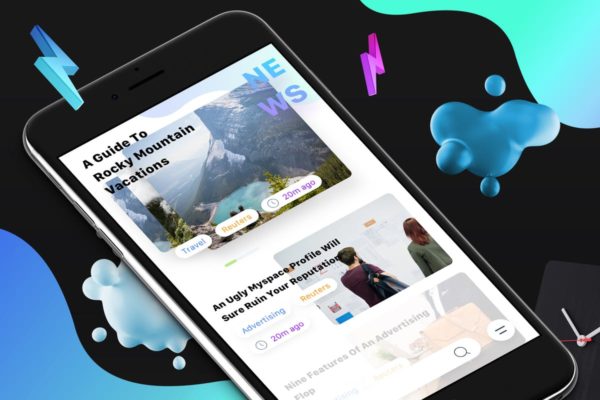 新闻资讯类手机APP Ui Kits素材套件8 News 8 Mobile Ui
