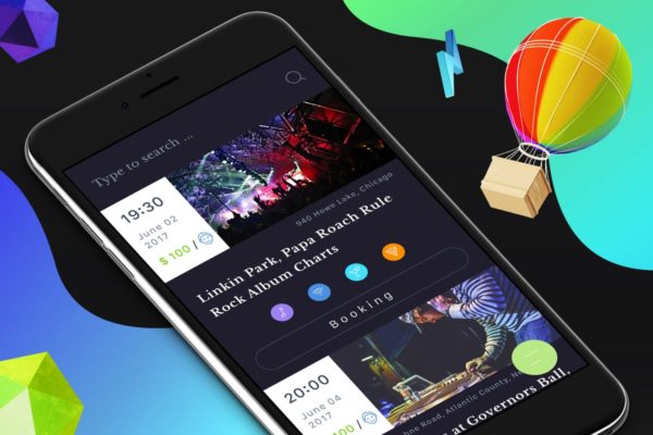时尚社交类手机APP活动面板Ui Kits素材套件 Event Mobile Ui