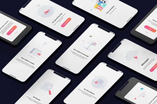 无数据空白界面手机应用Ui Kits素材套件 Empty State Mobile UI Example