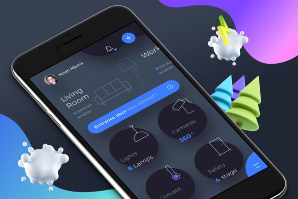 互联网智能家居手机APP仪表盘Ui Kits素材套件5 Smart Home Dashboard 5 Mobile Ui