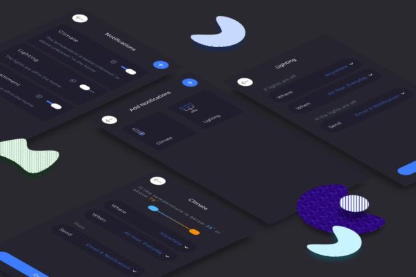 智能家居APP提示信息界面设计模板素材 Smart Home Notifications Mobile Ui v.2