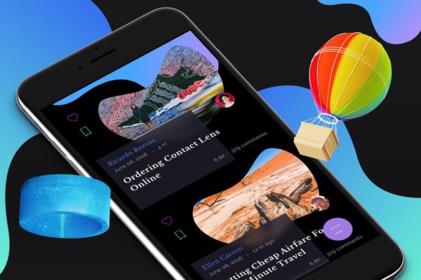 博客新闻资讯类手机APP设计Ui Kits素材套件6 Blog 6 Mobile Ui