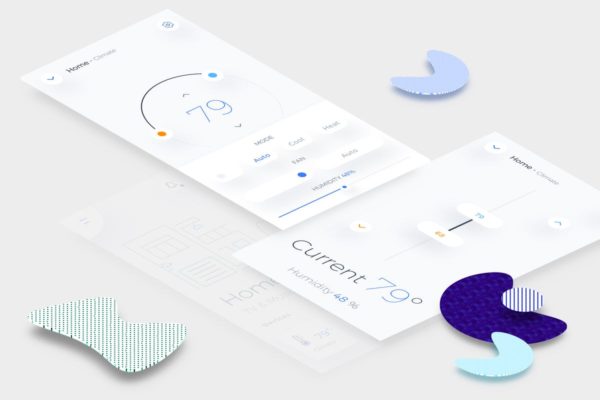 智能家居APP应用状态界面UI设计模板素材 Smart Home Climate 2 Mobile Ui v.3