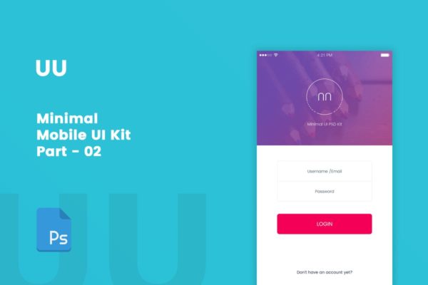 极简主义手机应用登陆界面Ui Kits素材套件 UU – Minimal Mobile UI Kit Part 02 Sign In form