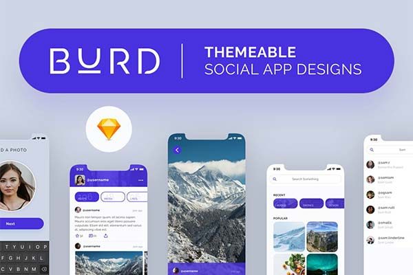 蚂蚁素材下午茶：一套新鲜的有创意的社交 APP UI KIT 模板套装文件 [Sketch]