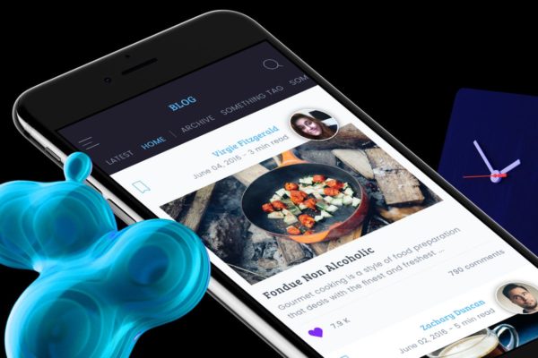 博客新闻资讯类手机APP设计Ui Kits素材套件2 Blog 2 Mobile Ui