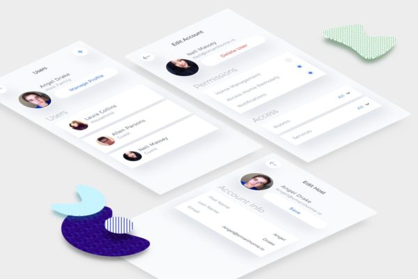 智能家居APP应用用户管理界面UI设计模板素材 Smart Home User Mobile Ui V.3