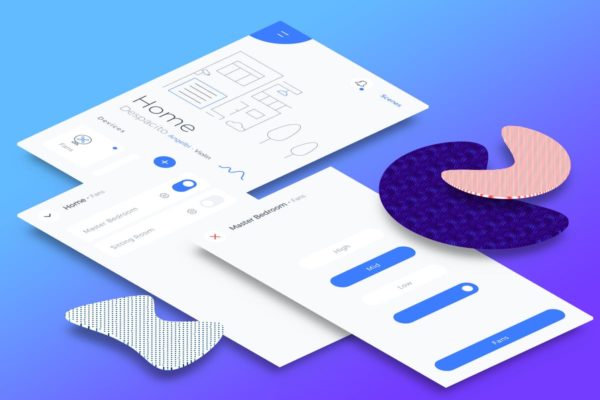智能家居APP应用风扇控制界面设计模板素材 Smart Home Fans Mobile Ui