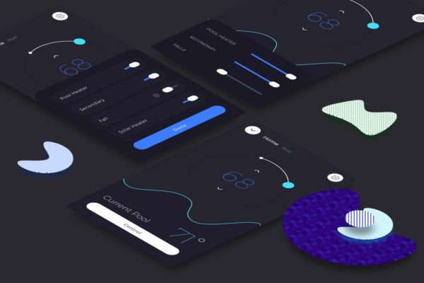 互联网智能家居控制面板Ui Kits素材套件 v.2 Smart Home Pool Mobile Ui v.2