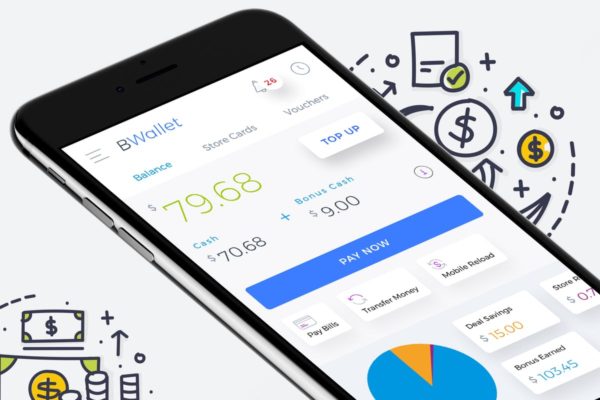 电子钱包APP应用仪表盘设置界面UI设计模板素材 B Wallet Dashboard 2 Mobile Ui