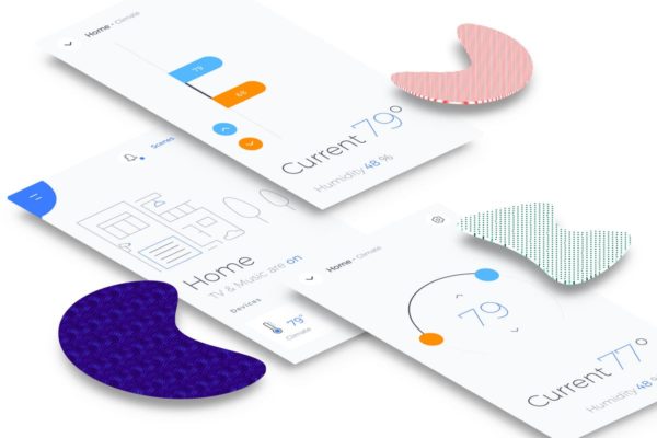 智能家居APP应用状态管理界面UI设计模板素材 Smart Home Climate Mobile Ui