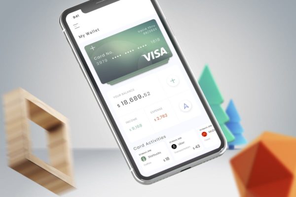 电子钱包APP应用银行卡管理界面UI设计模板素材 Wallet Card Mobile Ui – B